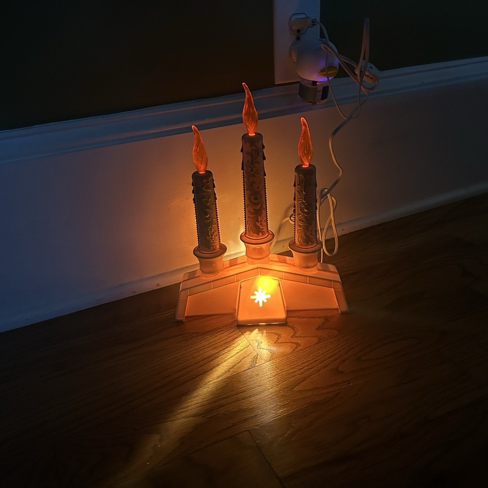 Empire Christmas Window Candelabra 3 Lighted Drip Candle Electric Vtg‎ USA Made